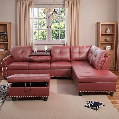 🛋️ Luxe Leather Sectional ✨ | Cozy & Stylish Home 🌙💛